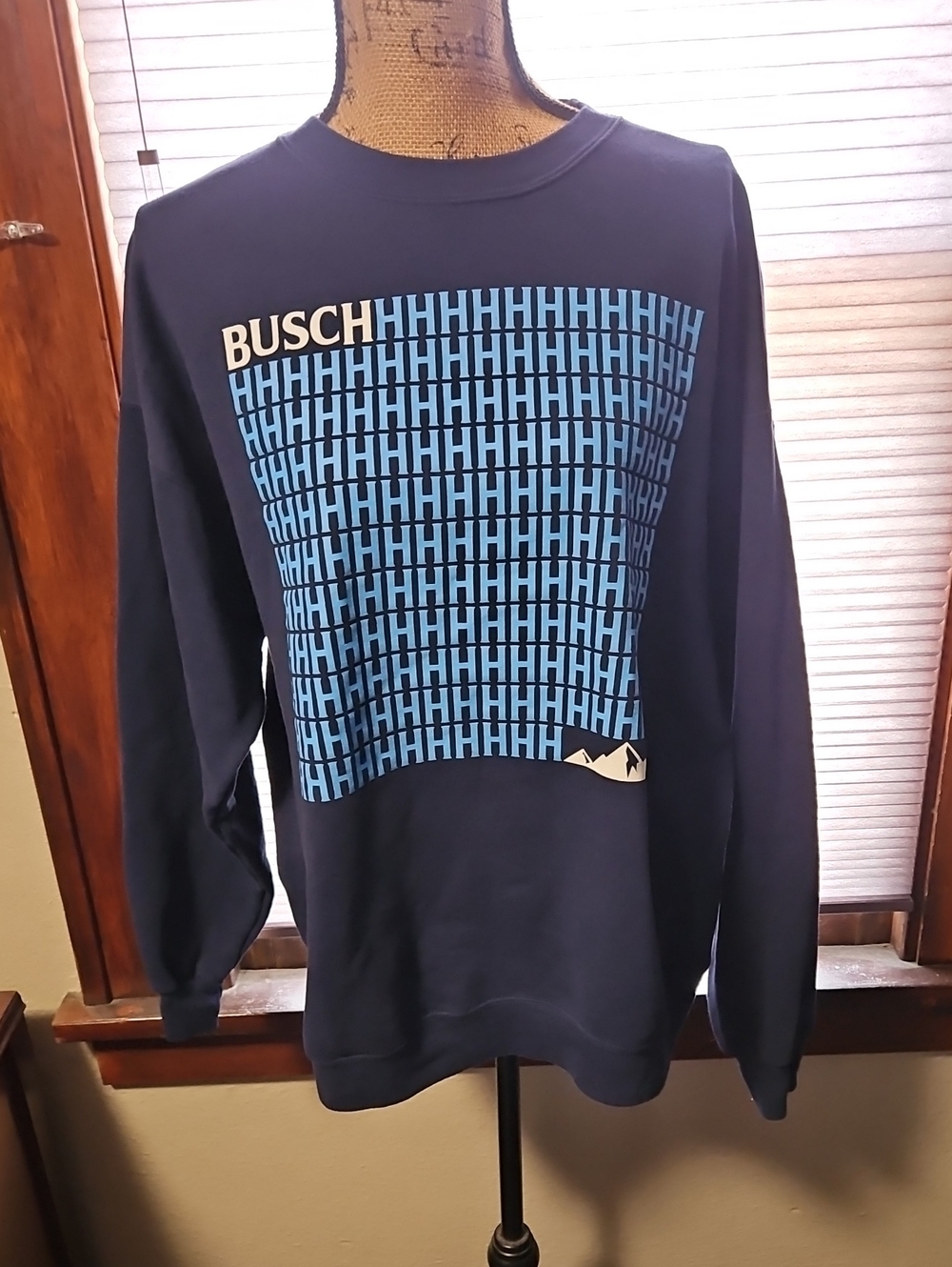 Busch Navy Blue Graphic Crewneck Sweatshirt